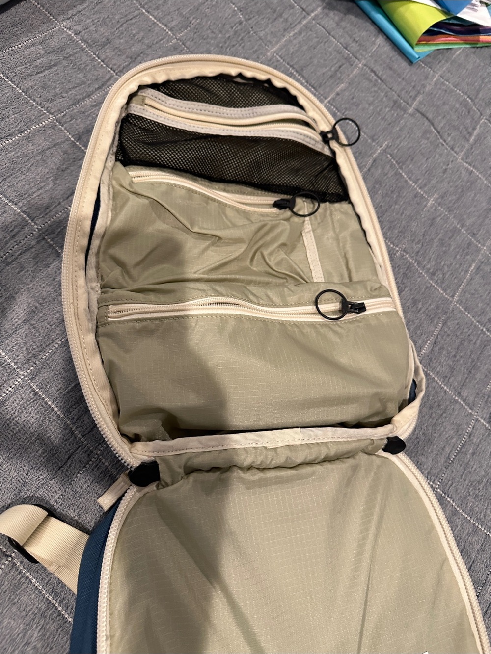 Blue Women's Everyday Backpack with Cream Straps from Walker Family Goods - Picture 4 of 6
